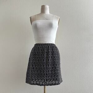 handmade black beige textured mini skirt